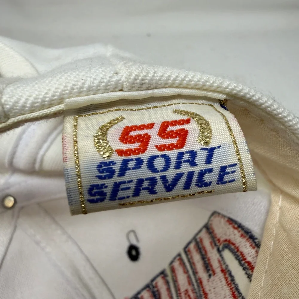 Vintage NHRA Championship Drag Racing Snapback Hat Sport Service White Navy Blue